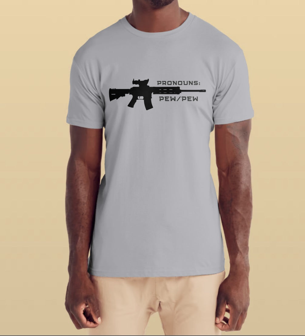 Pronouns: Pew/Pew Ar-15 T Shirt – Pew Pew Dingers